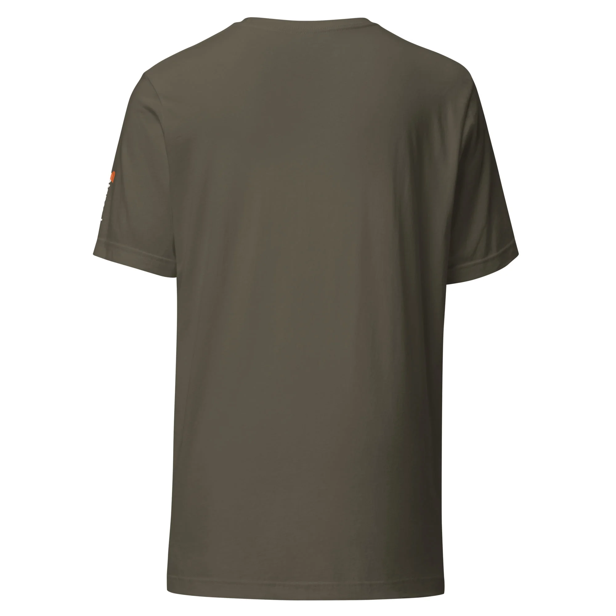 The back view of a men's olive green Toyota Supra MKIV "The Samurai" Unisex t-shirt.