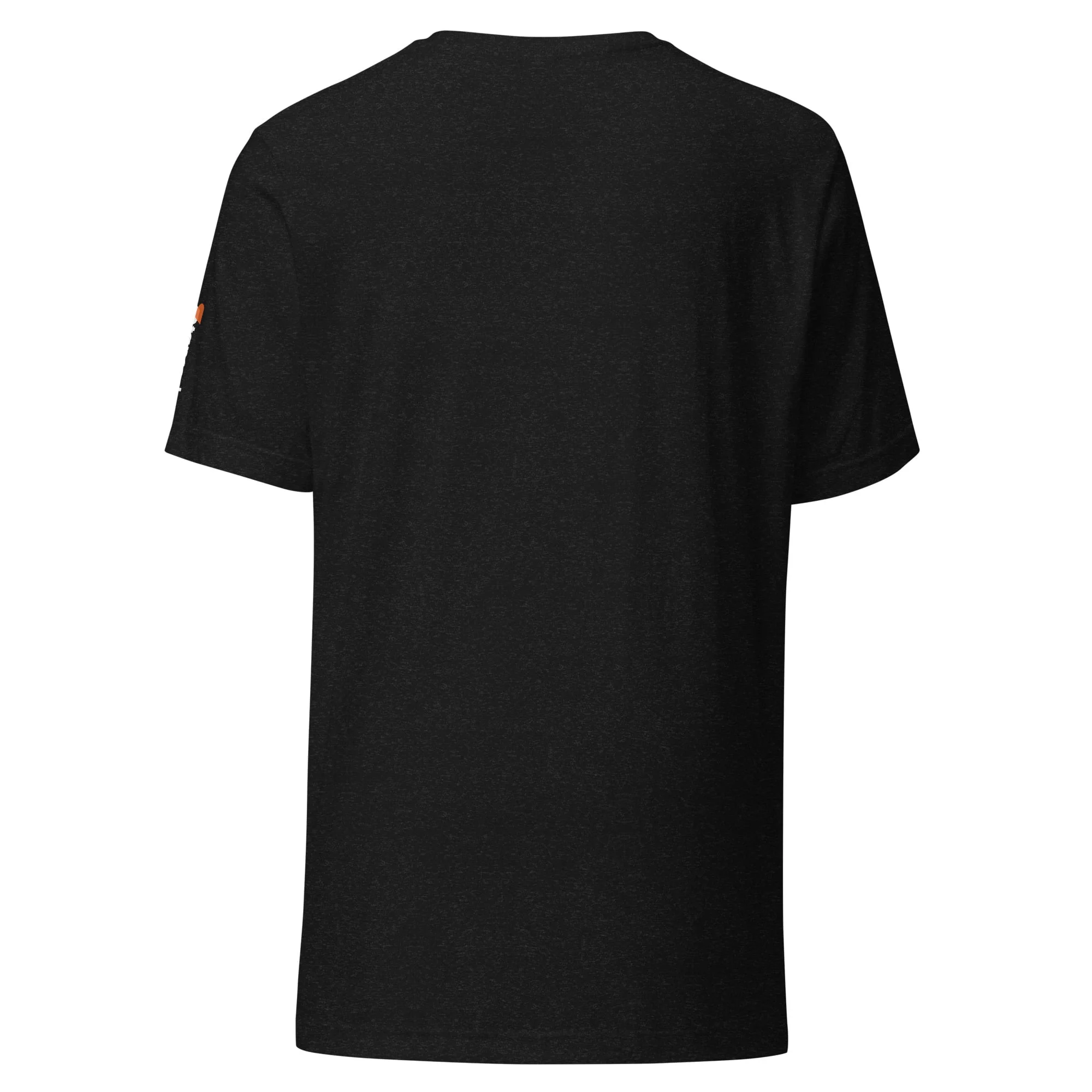 The back view of a Toyota Supra MKIV "The Samurai" unisex t-shirt featuring an orange logo featuring a Samurai.