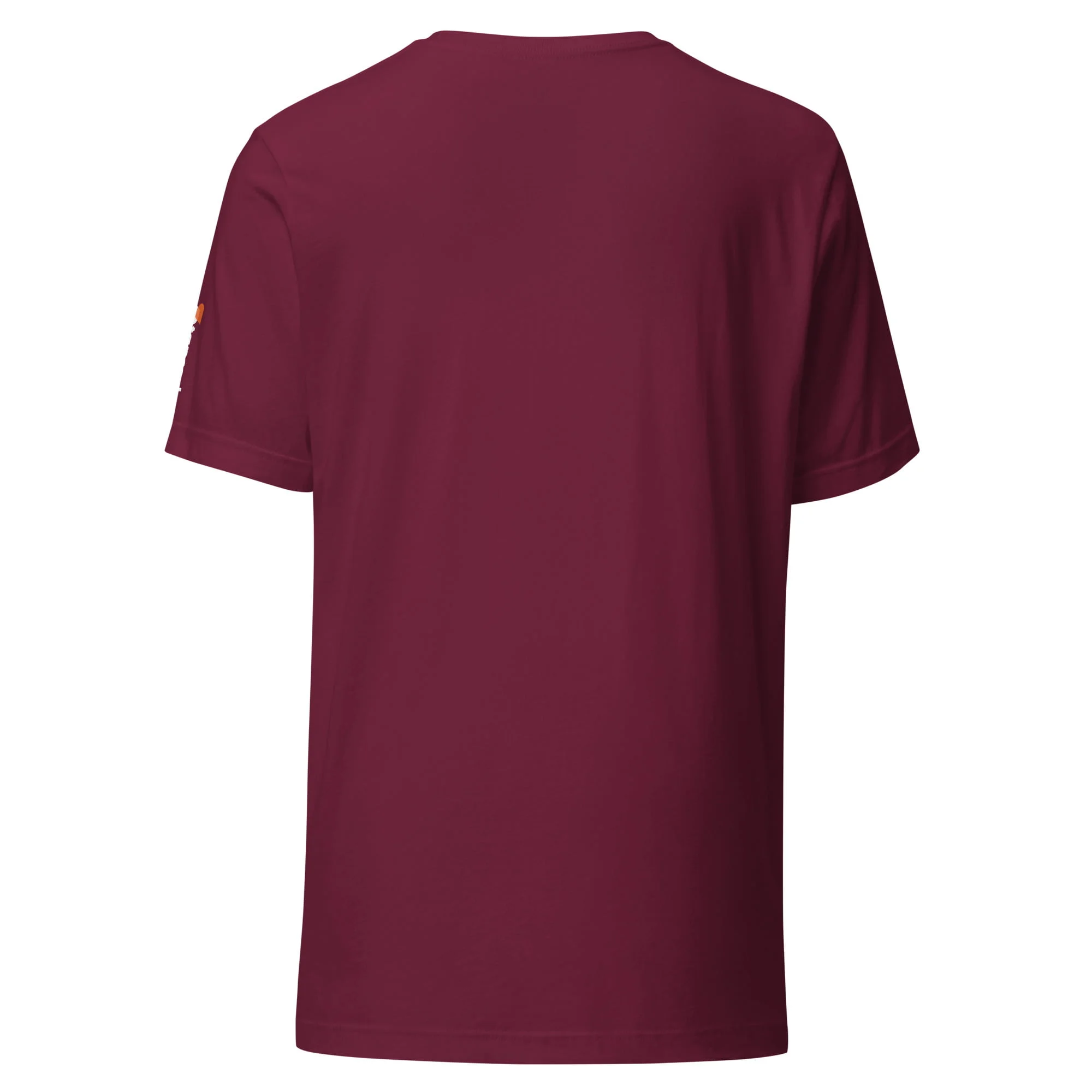 The back view of a maroon Toyota Supra MKIV "The Samurai" Unisex t-shirt.