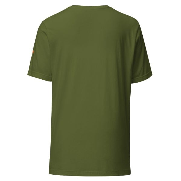 The back view of a men's green Toyota Supra MKIV "The Samurai" Unisex t-shirt.