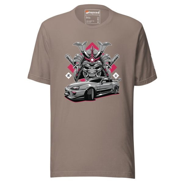 A Toyota Supra MKIV "The Samurai" Unisex t-shirt featuring an image of a Toyota Supra MKIV with a demon on it.