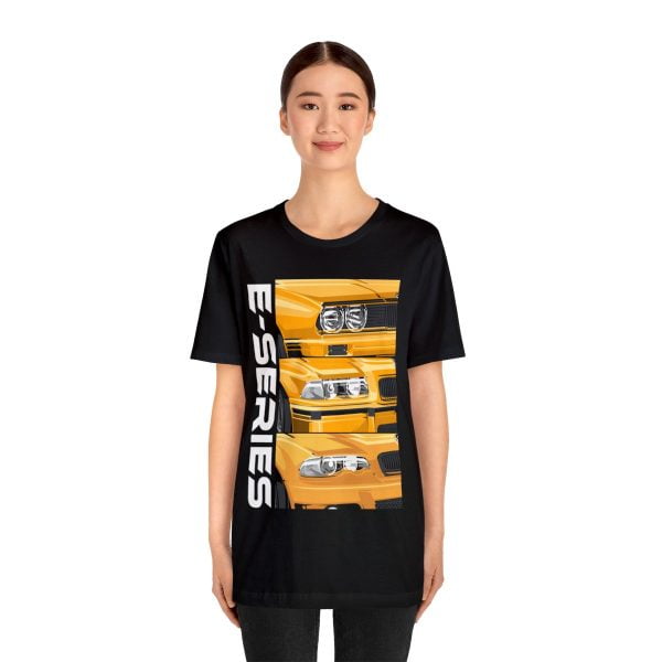 Yellow BMW E-Series Generations Unisex Jersey Short Sleeve Tee