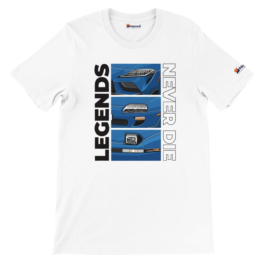 Toyota Supra Generations Premium Unisex Crewneck “Legends Never Die” T-shirt