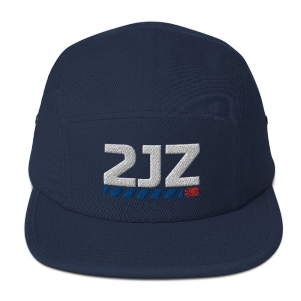 A blue 2JZ Five Panel Cap with white text.