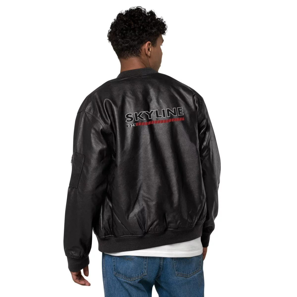 Nissan Skyline R34 Leather Bomber Jacket - Image 2