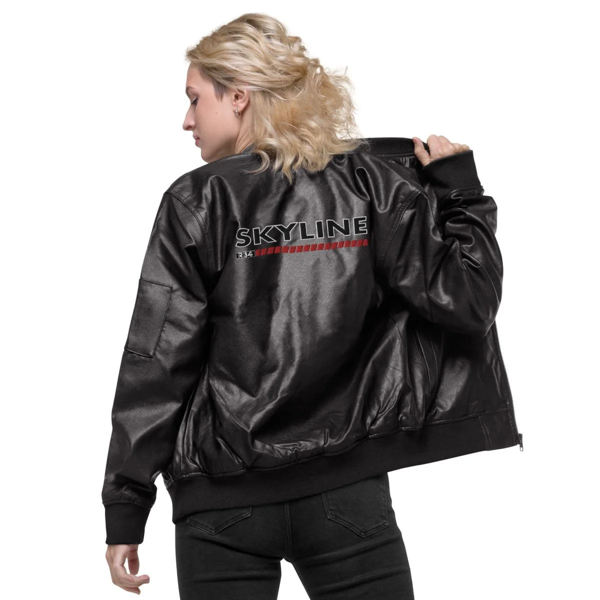 Nissan Skyline R34 Leather Bomber Jacket - Image 28