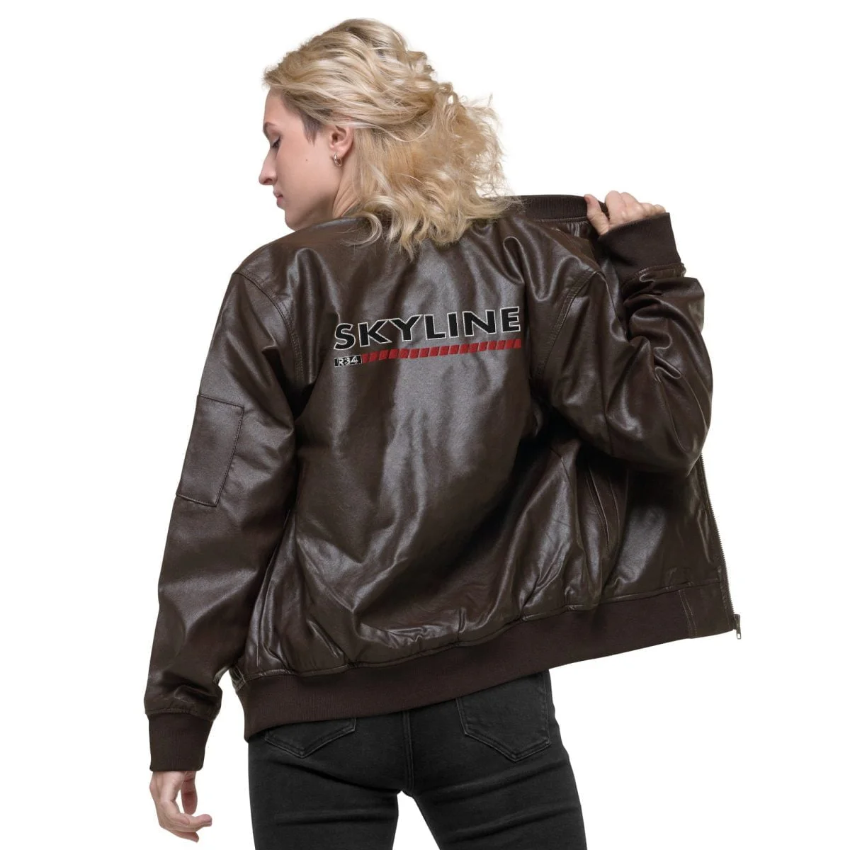 Nissan Skyline R34 Leather Bomber Jacket - Image 10