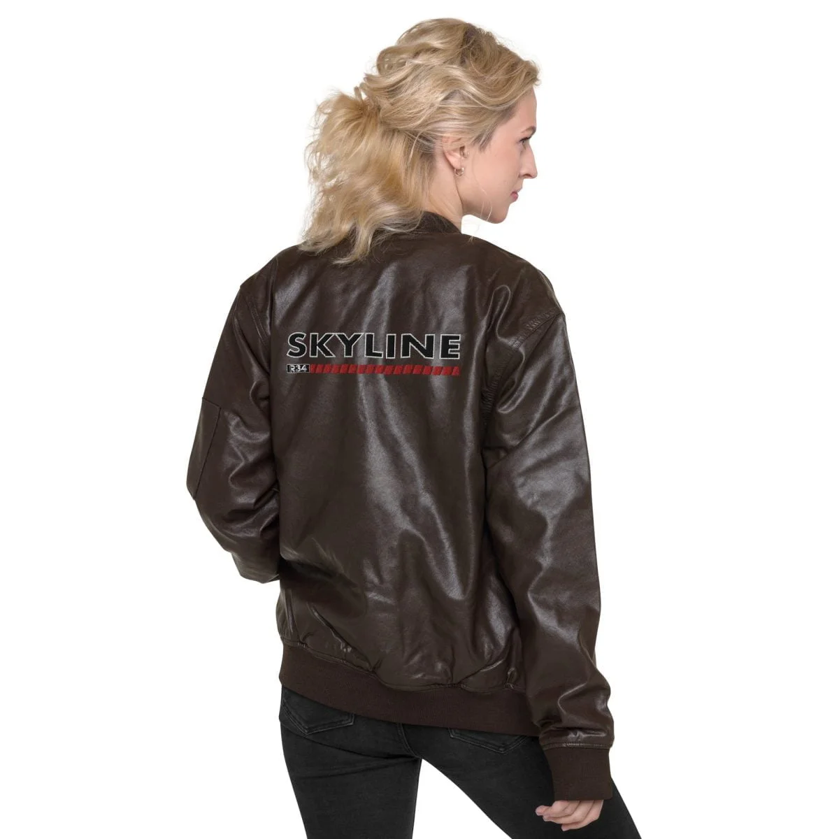 Nissan Skyline R34 Leather Bomber Jacket - Image 11