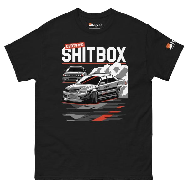 E36 BMW & JDM JZX100 Toyota Chaser Drifting Men's T-shirt "Certified Shitbox "