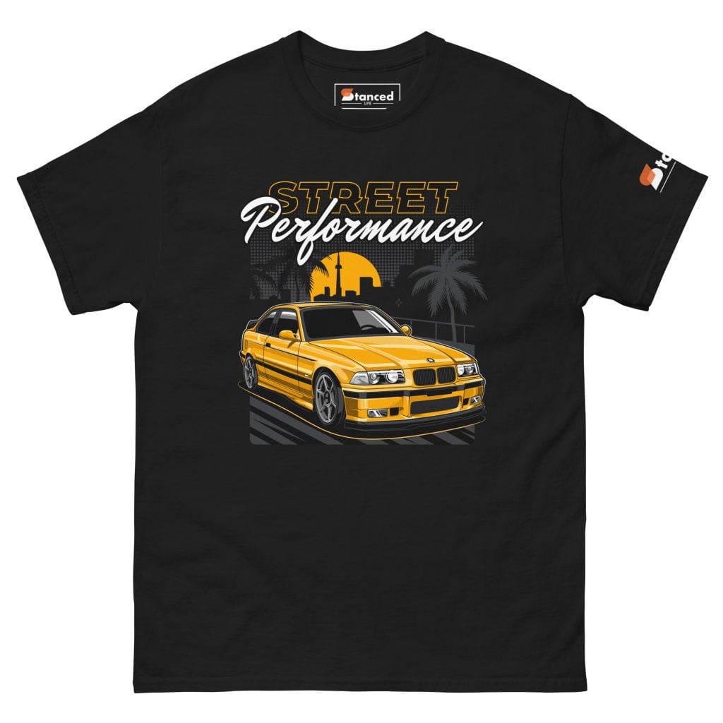 BMW E36 Men’s classic tee “Street Performance” – Yellow Print