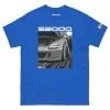 An eye-catching Honda S2000 Men's Graphic T-shirt featuring the iconic Honda S2000 design on a vibrant blue background.