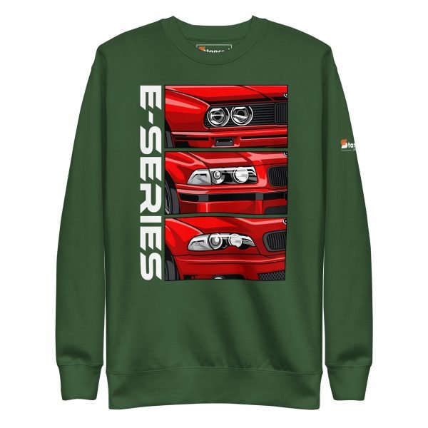Unisex BMW 3 Series E30 E36 E40 premium sweatshirt in green.