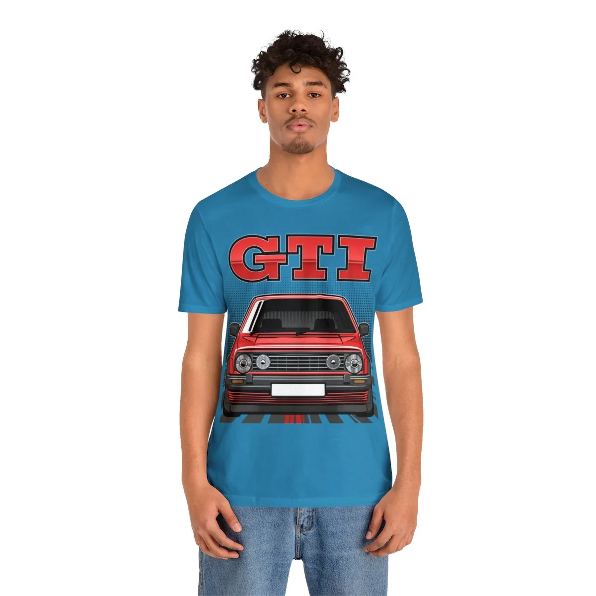 Volkswagen Golf Mk2 GTI T-shirt - Unisex Crewneck (Red Print) - Image 100