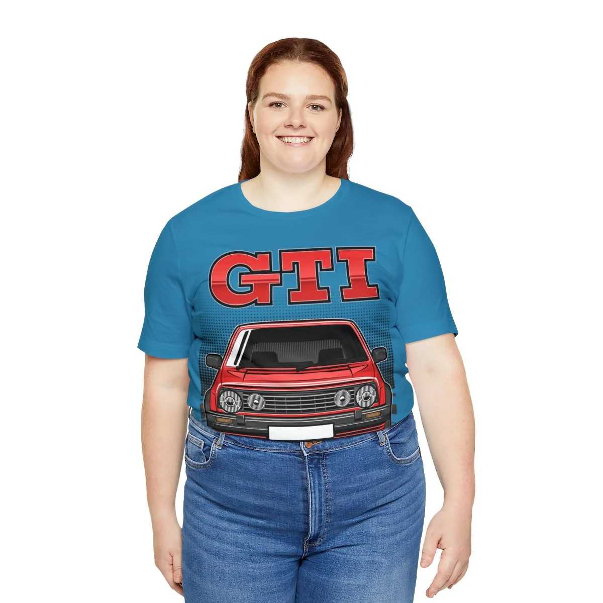 Volkswagen Golf Mk2 GTI T-shirt - Unisex Crewneck (Red Print) - Image 103