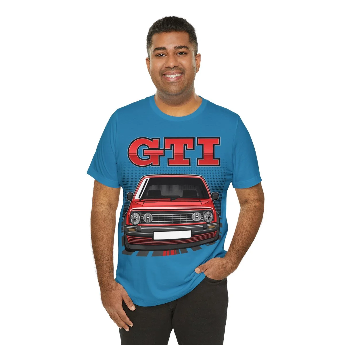 Volkswagen Golf Mk2 GTI T-shirt - Unisex Crewneck (Red Print) - Image 104