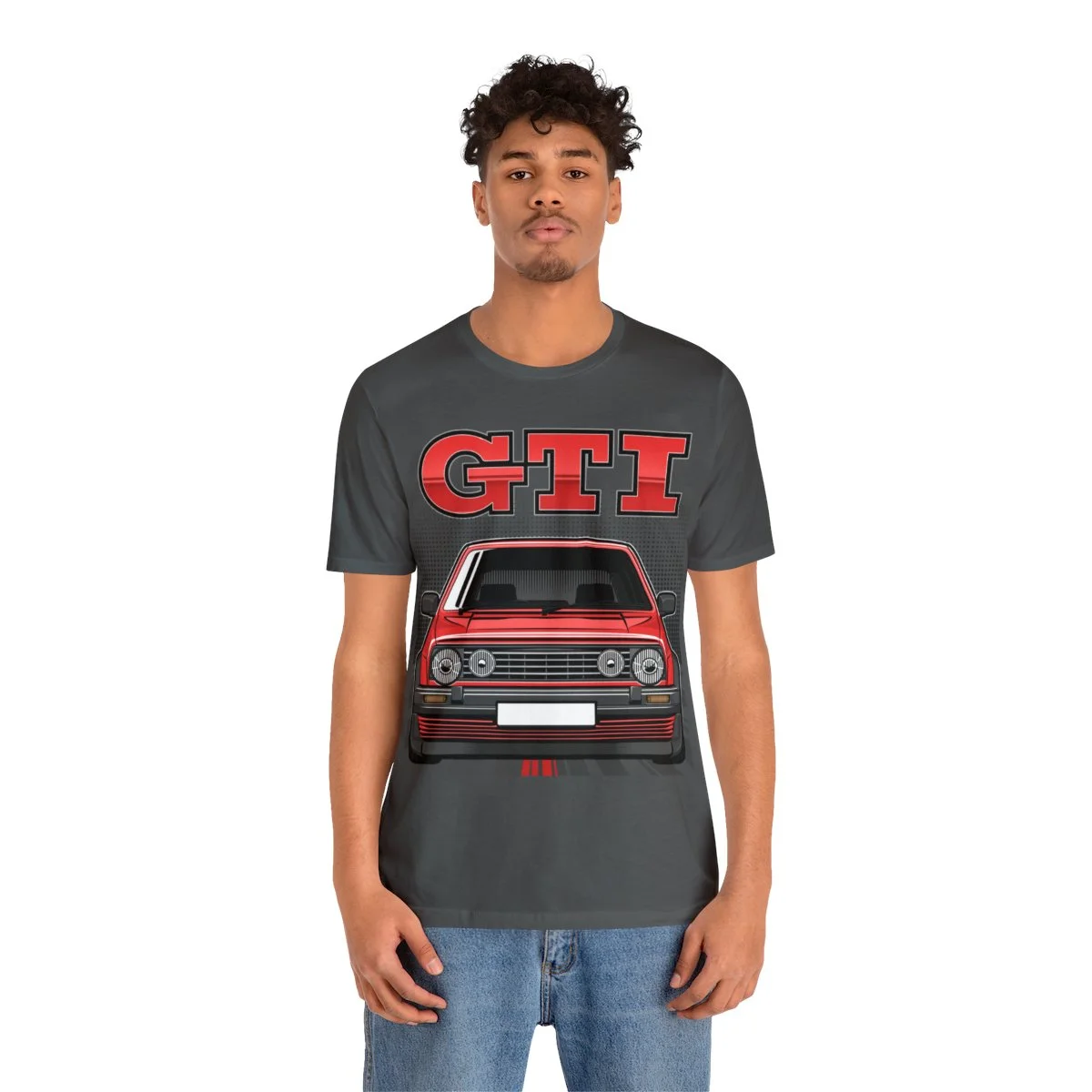 Volkswagen Golf Mk2 GTI T-shirt - Unisex Crewneck (Red Print) - Image 136