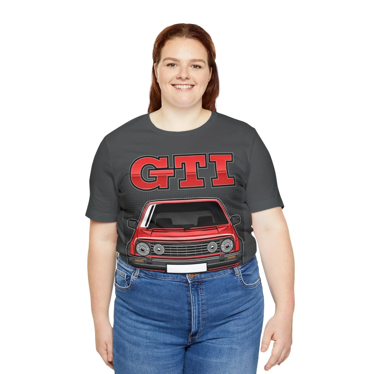 Volkswagen Golf Mk2 GTI T-shirt - Unisex Crewneck (Red Print) - Image 139