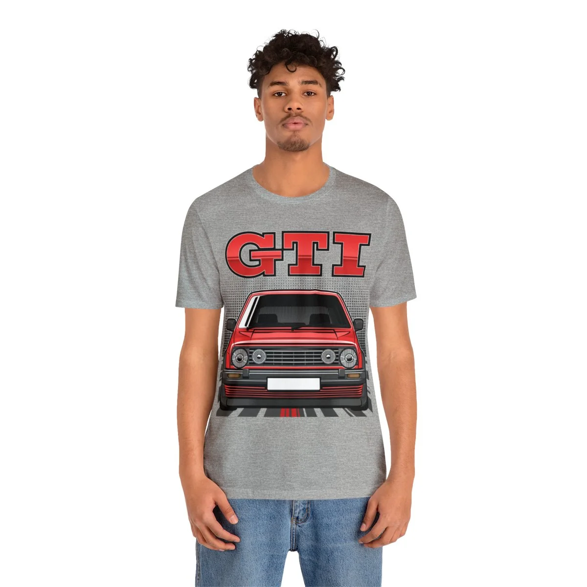 Volkswagen Golf Mk2 GTI T-shirt - Unisex Crewneck (Red Print) - Image 112