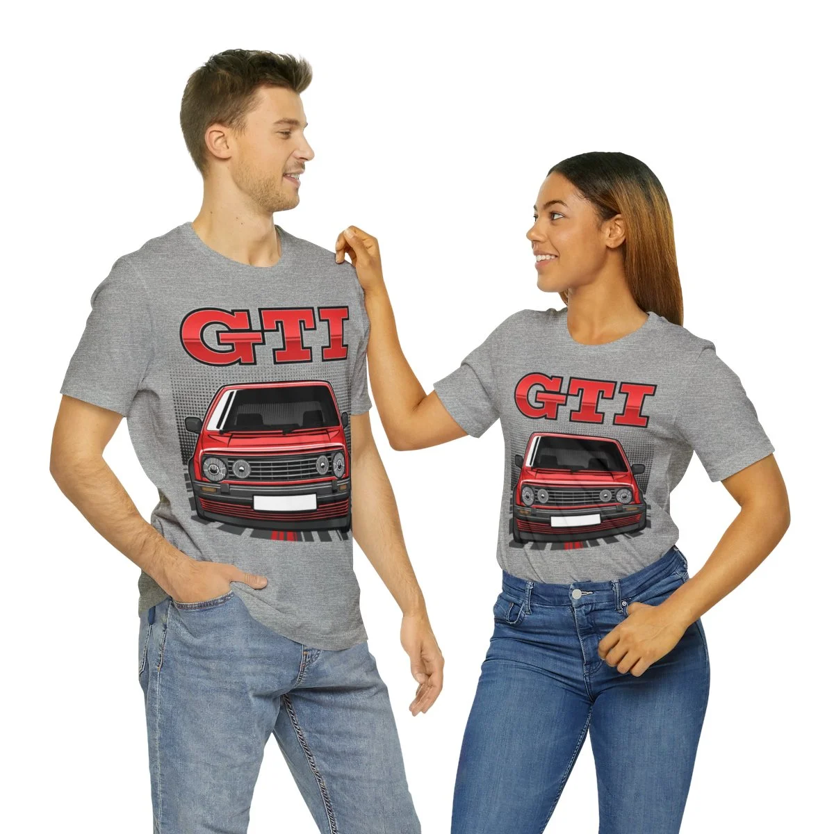 Volkswagen Golf Mk2 GTI T-shirt - Unisex Crewneck (Red Print) - Image 118