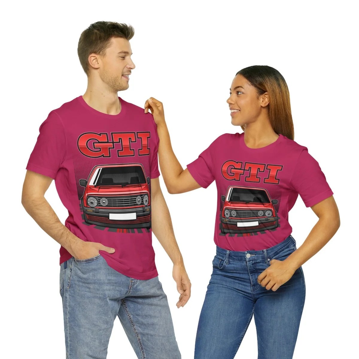 Volkswagen Golf Mk2 GTI T-shirt - Unisex Crewneck (Red Print) - Image 178
