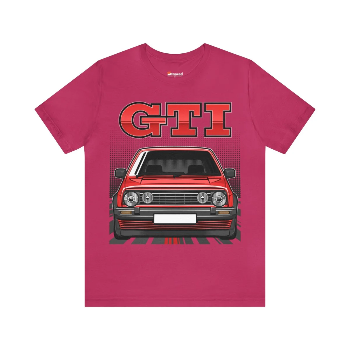 Volkswagen Golf Mk2 GTI T-shirt - Unisex Crewneck (Red Print) - Image 169