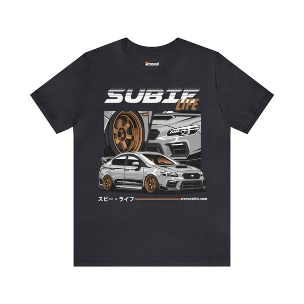 A black Subaru WRX "Subie Life" Unisex T-shirt.
