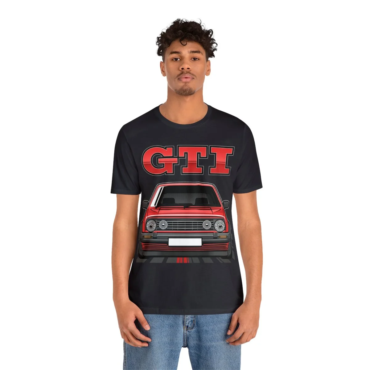 Volkswagen Golf Mk2 GTI T-shirt - Unisex Crewneck (Red Print) - Image 64