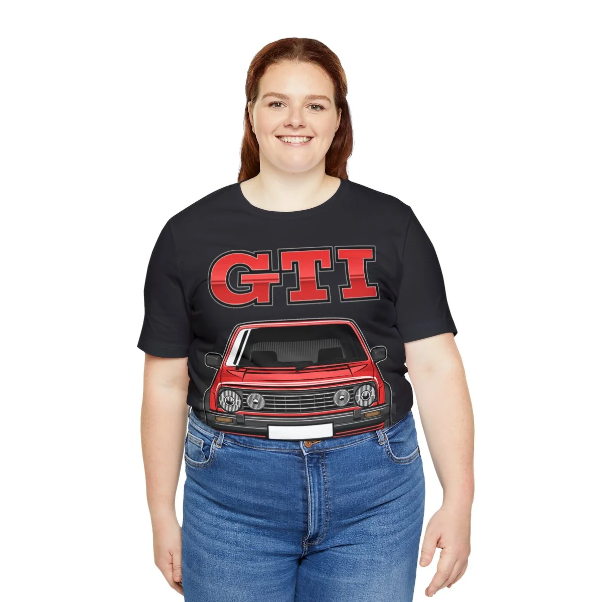Volkswagen Golf Mk2 GTI T-shirt - Unisex Crewneck (Red Print) - Image 67