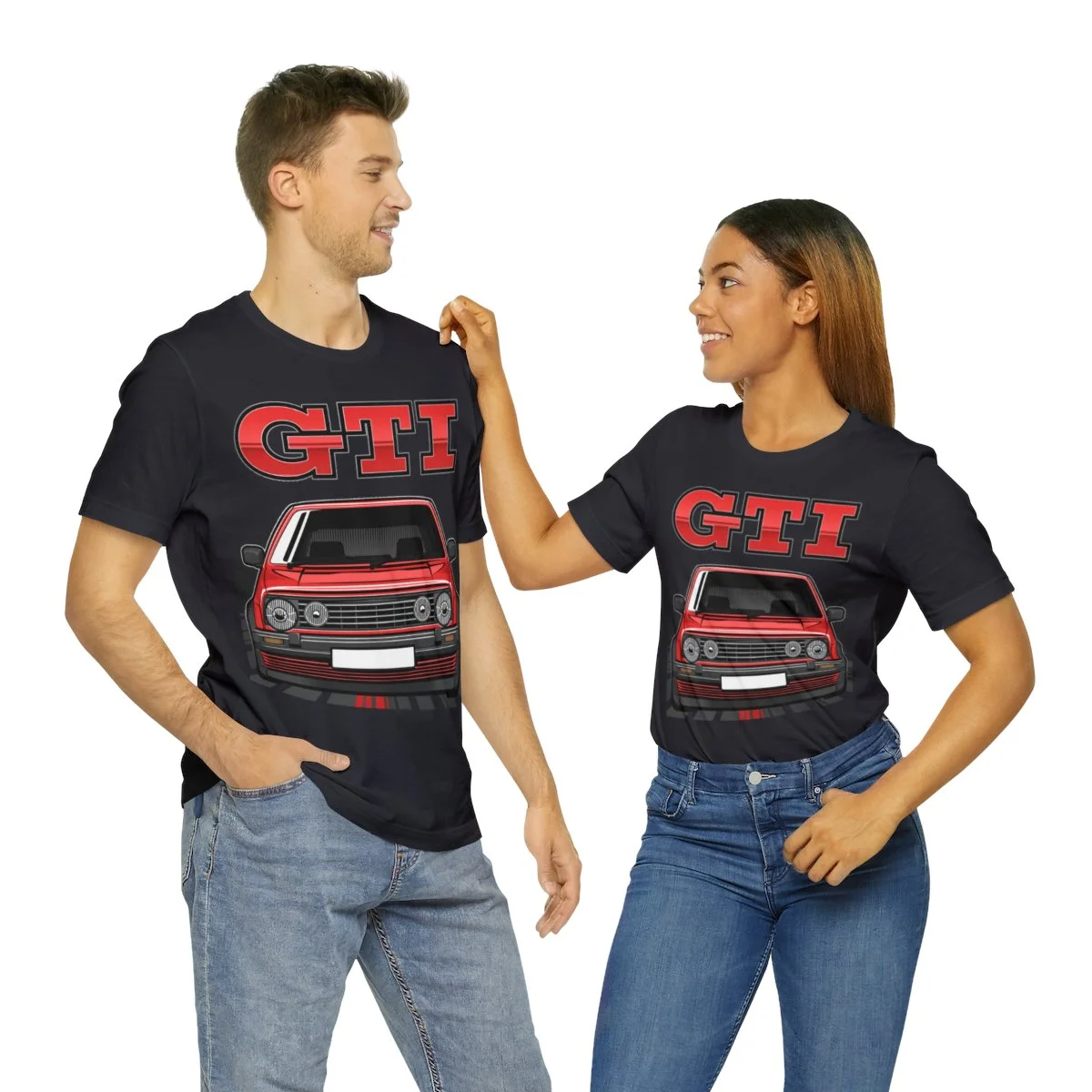 Volkswagen Golf Mk2 GTI T-shirt - Unisex Crewneck (Red Print) - Image 70