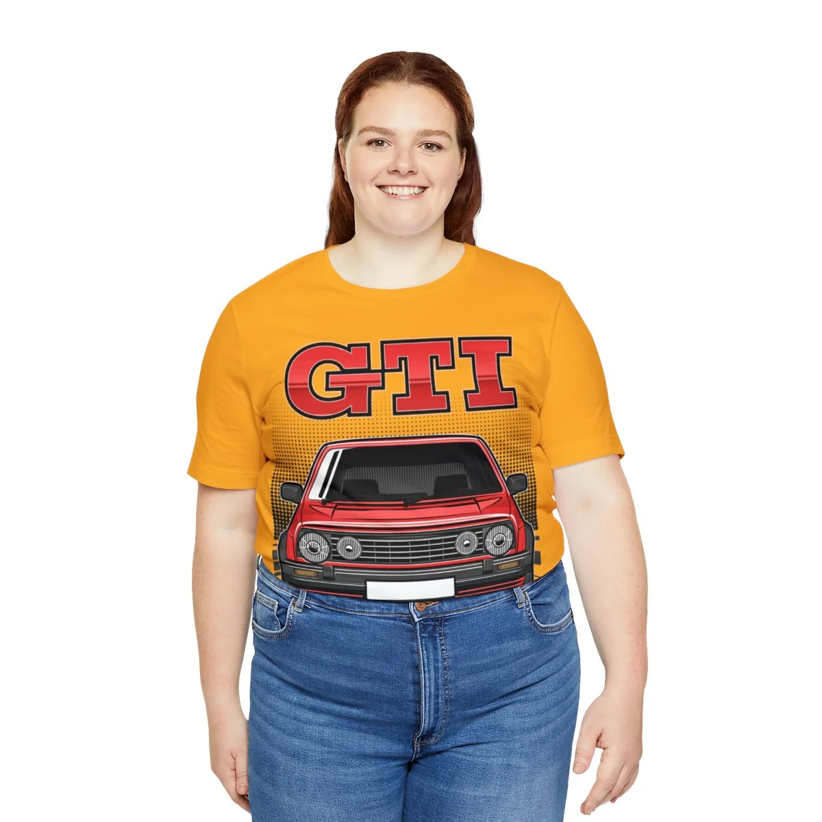 Volkswagen Golf Mk2 GTI T-shirt - Unisex Crewneck (Red Print) - Image 43