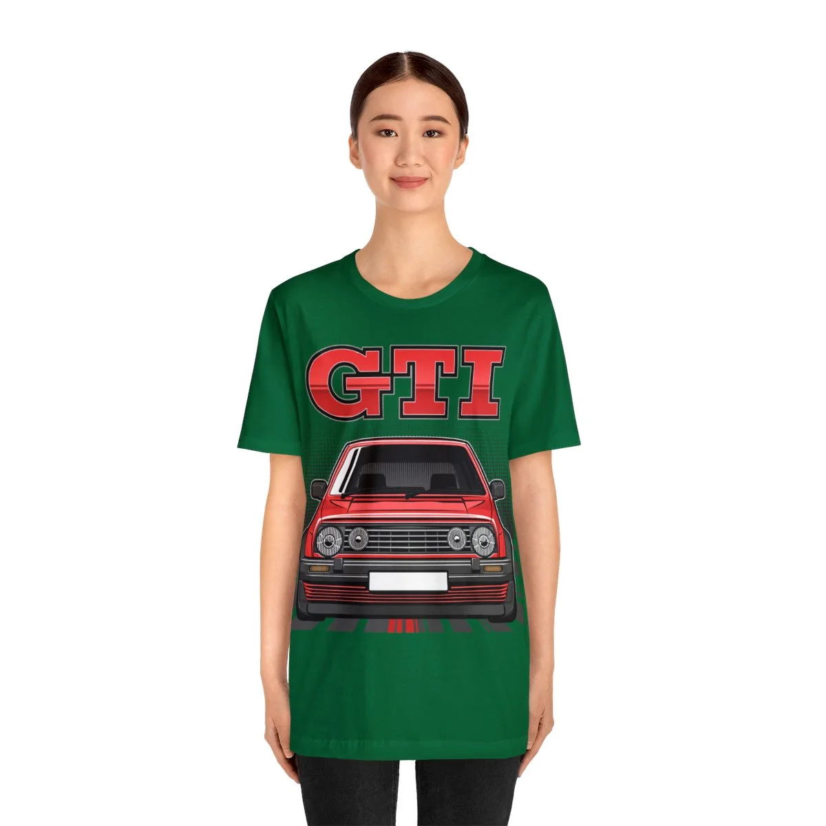 Volkswagen Golf Mk2 GTI T-shirt - Unisex Crewneck (Red Print) - Image 87