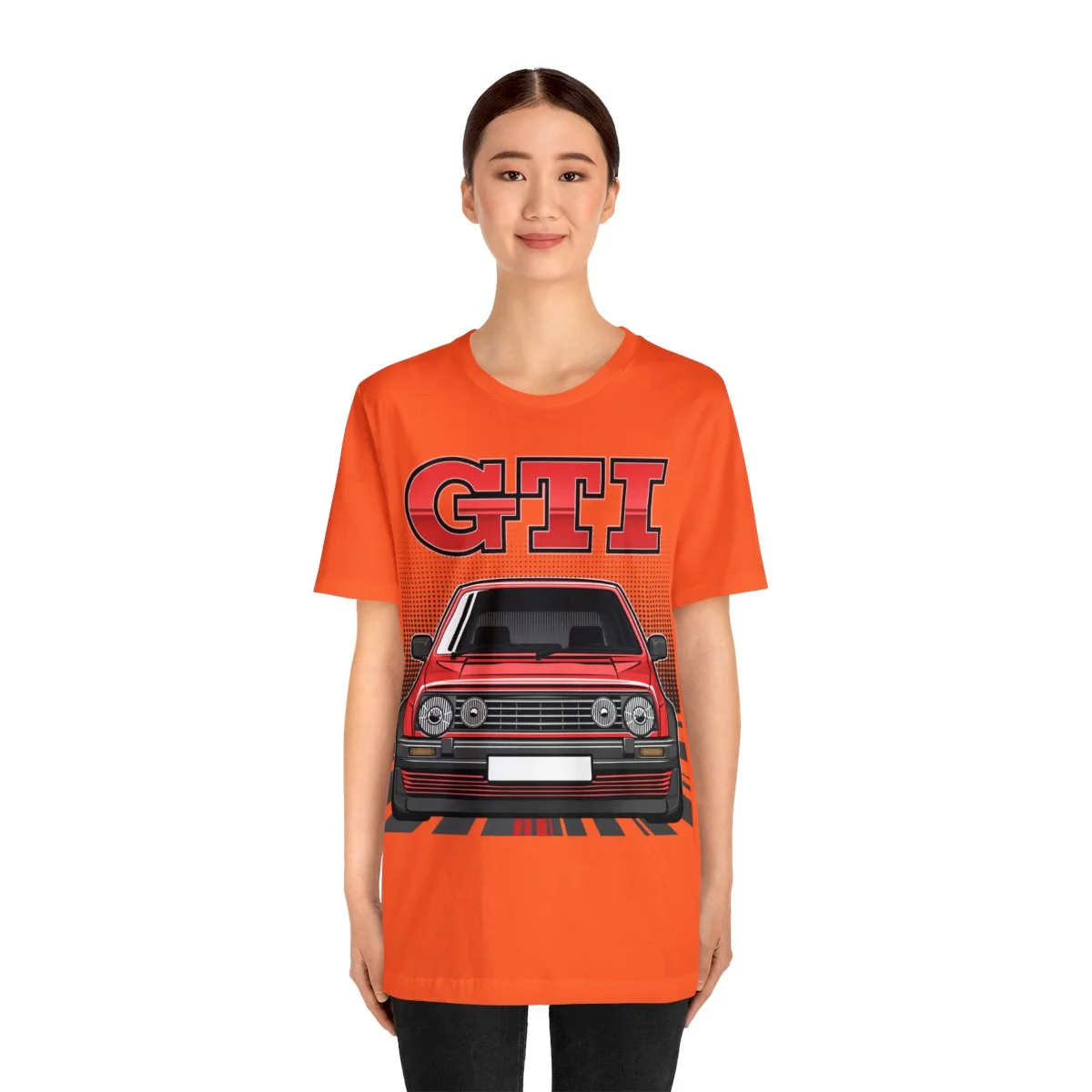 Volkswagen Golf Mk2 GTI T-shirt - Unisex Crewneck (Red Print) - Image 15