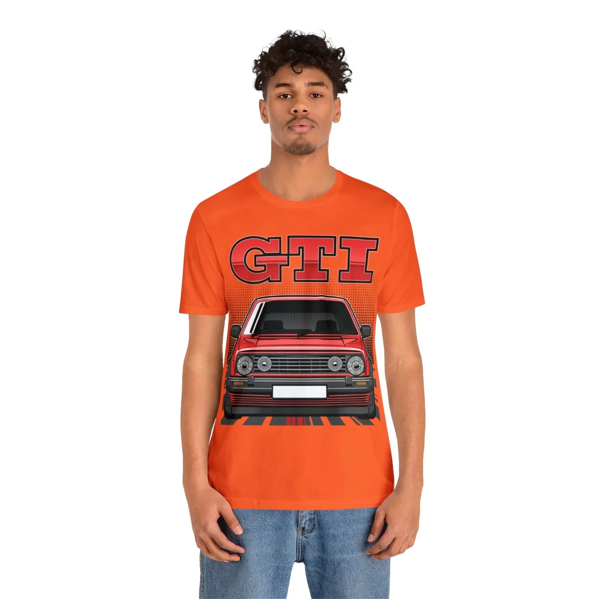 Volkswagen Golf Mk2 GTI T-shirt - Unisex Crewneck (Red Print) - Image 16