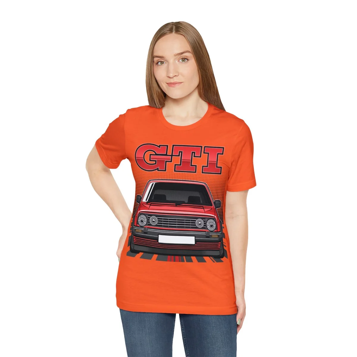 Volkswagen Golf Mk2 GTI T-shirt - Unisex Crewneck (Red Print) - Image 17