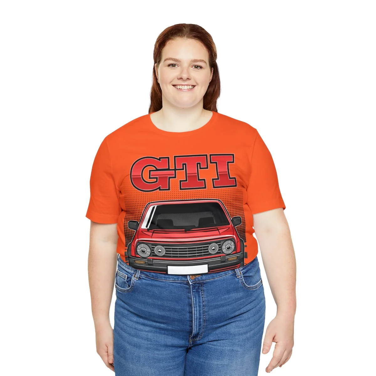 Volkswagen Golf Mk2 GTI T-shirt - Unisex Crewneck (Red Print) - Image 19