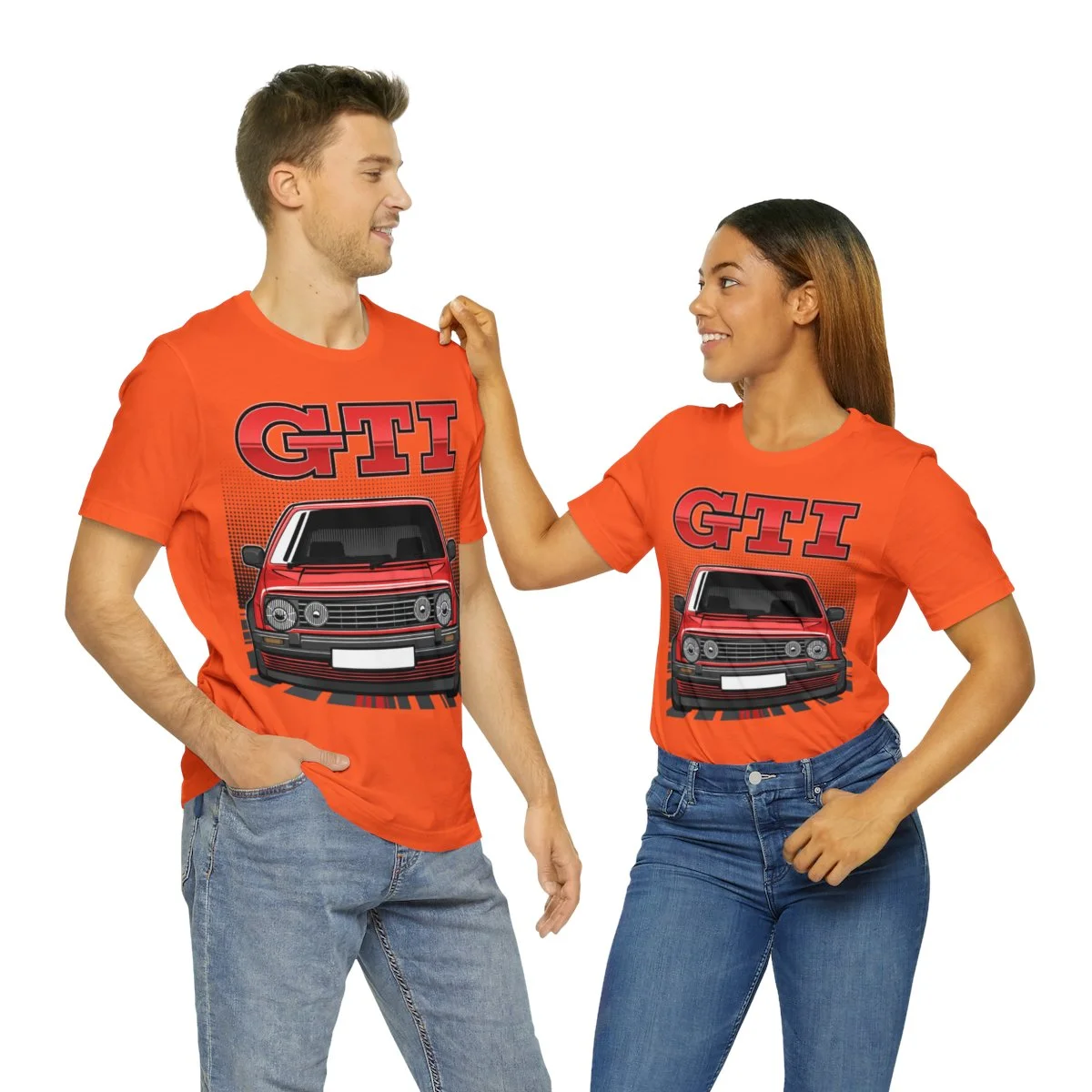 Volkswagen Golf Mk2 GTI T-shirt - Unisex Crewneck (Red Print) - Image 22