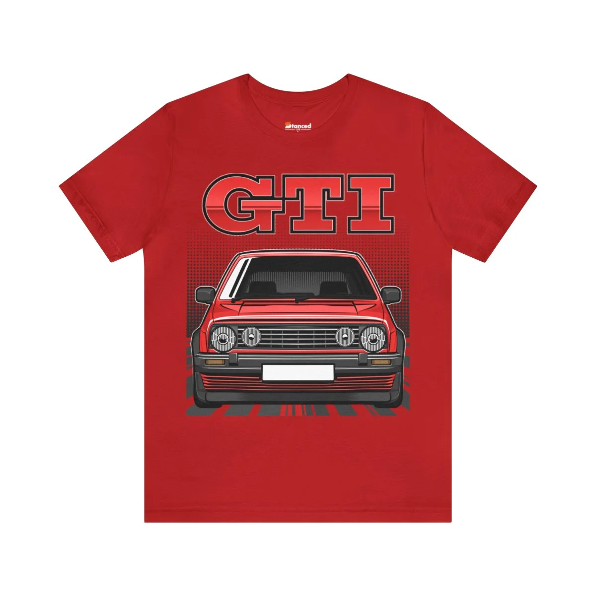 Volkswagen Golf Mk2 GTI T-shirt - Unisex Crewneck (Red Print) - Image 181