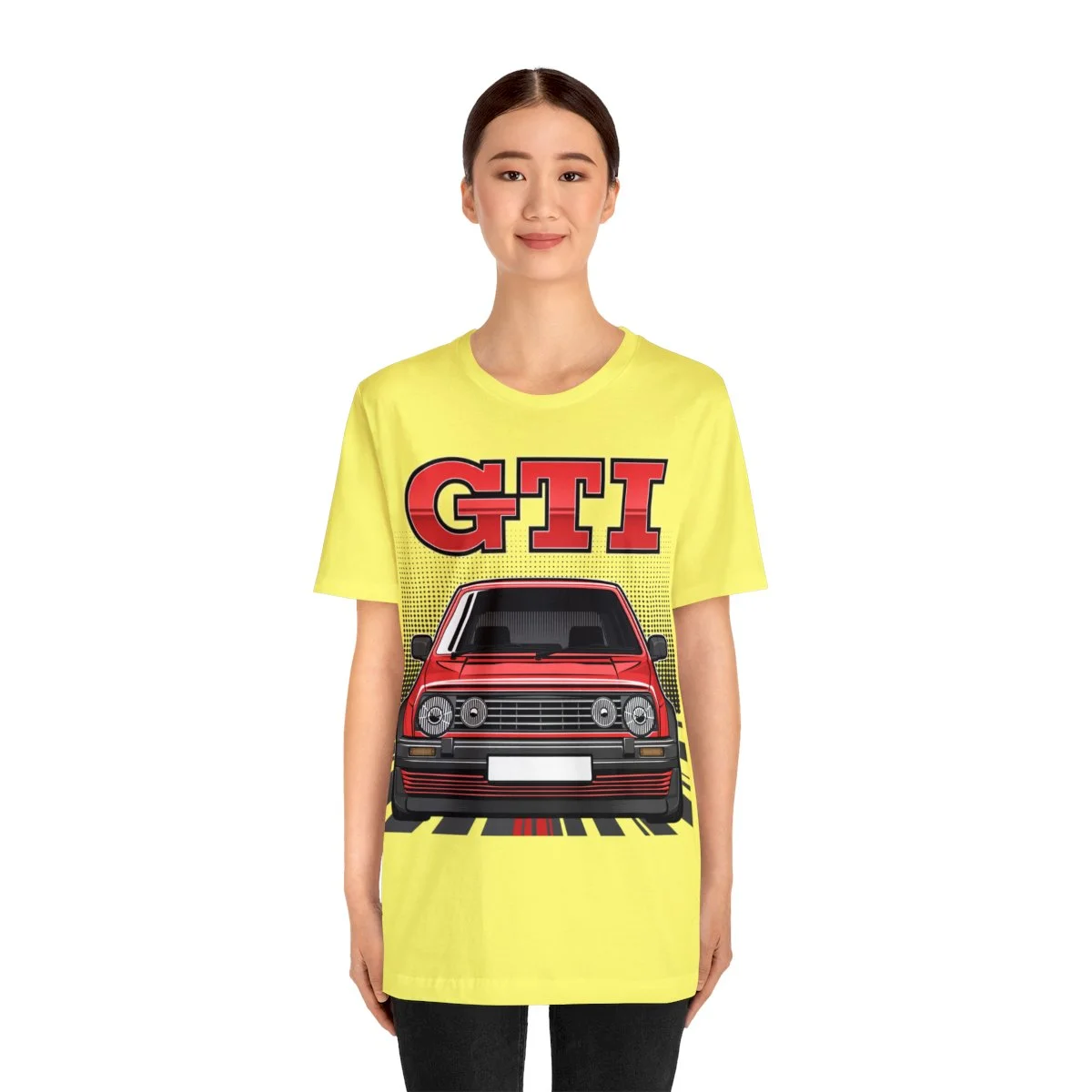 Volkswagen Golf Mk2 GTI T-shirt - Unisex Crewneck (Red Print) - Image 51