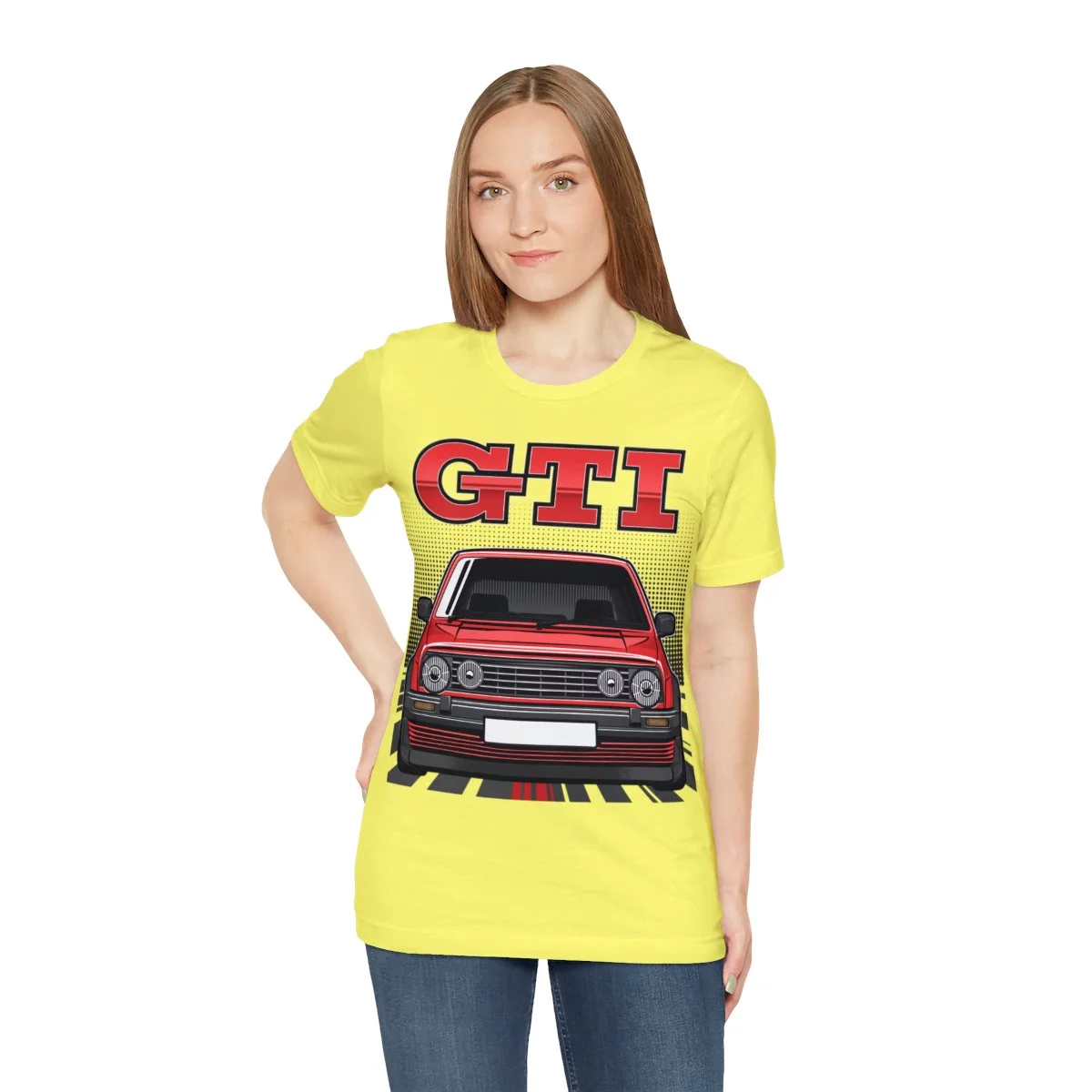 Volkswagen Golf Mk2 GTI T-shirt - Unisex Crewneck (Red Print) - Image 53
