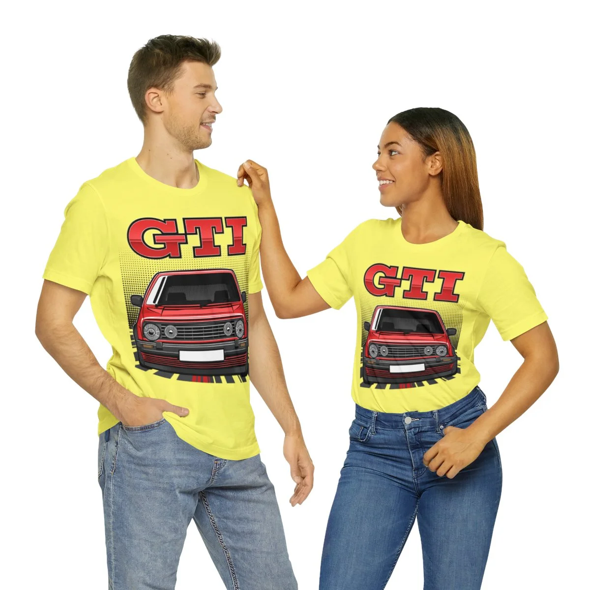 Volkswagen Golf Mk2 GTI T-shirt - Unisex Crewneck (Red Print) - Image 58