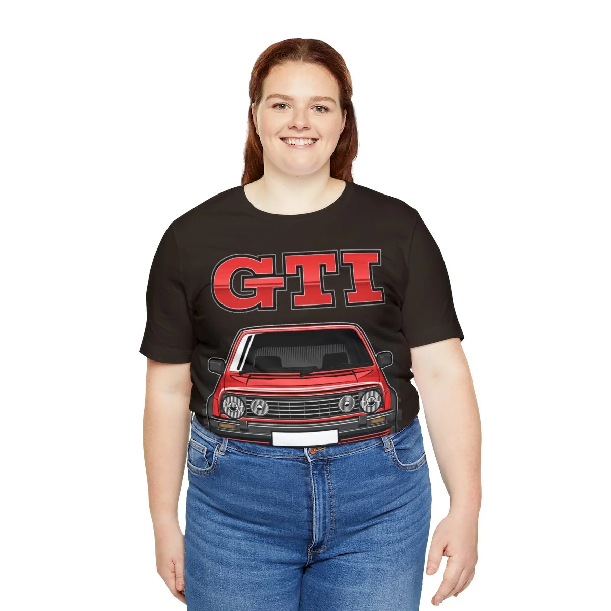Volkswagen Golf Mk2 GTI T-shirt - Unisex Crewneck (Red Print) - Image 31