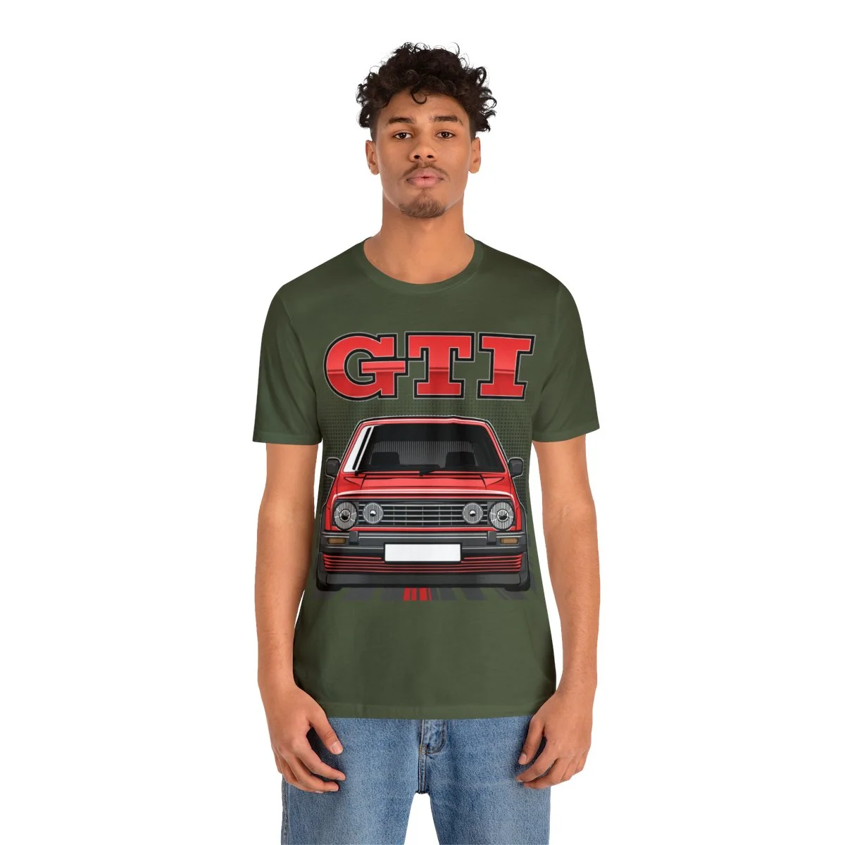 Volkswagen Golf Mk2 GTI T-shirt - Unisex Crewneck (Red Print) - Image 76