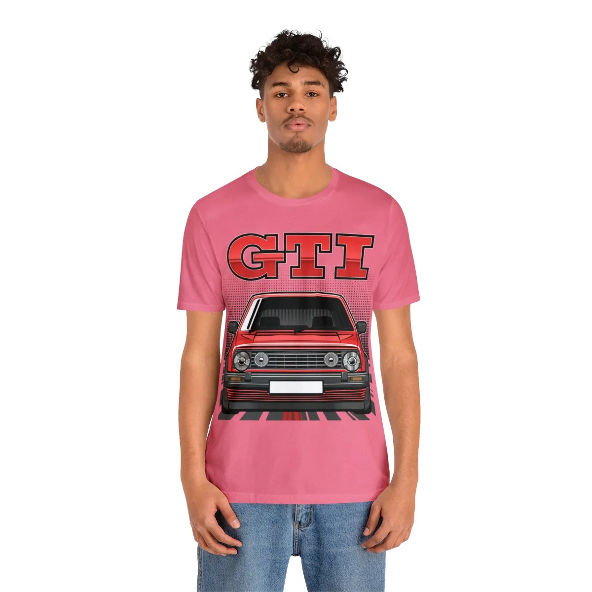 Volkswagen Golf Mk2 GTI T-shirt - Unisex Crewneck (Red Print) - Image 160
