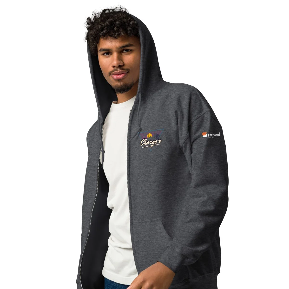 1970 Dodge Charger Unisex Zip Hoodie - Heavy Blend - Image 22